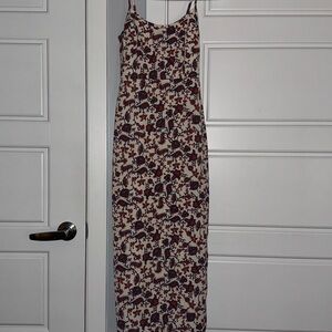 Abercrombie & Fitch Cream Pink Slip Midi Dress